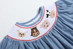 Blue Farm Animals Smocked Romper