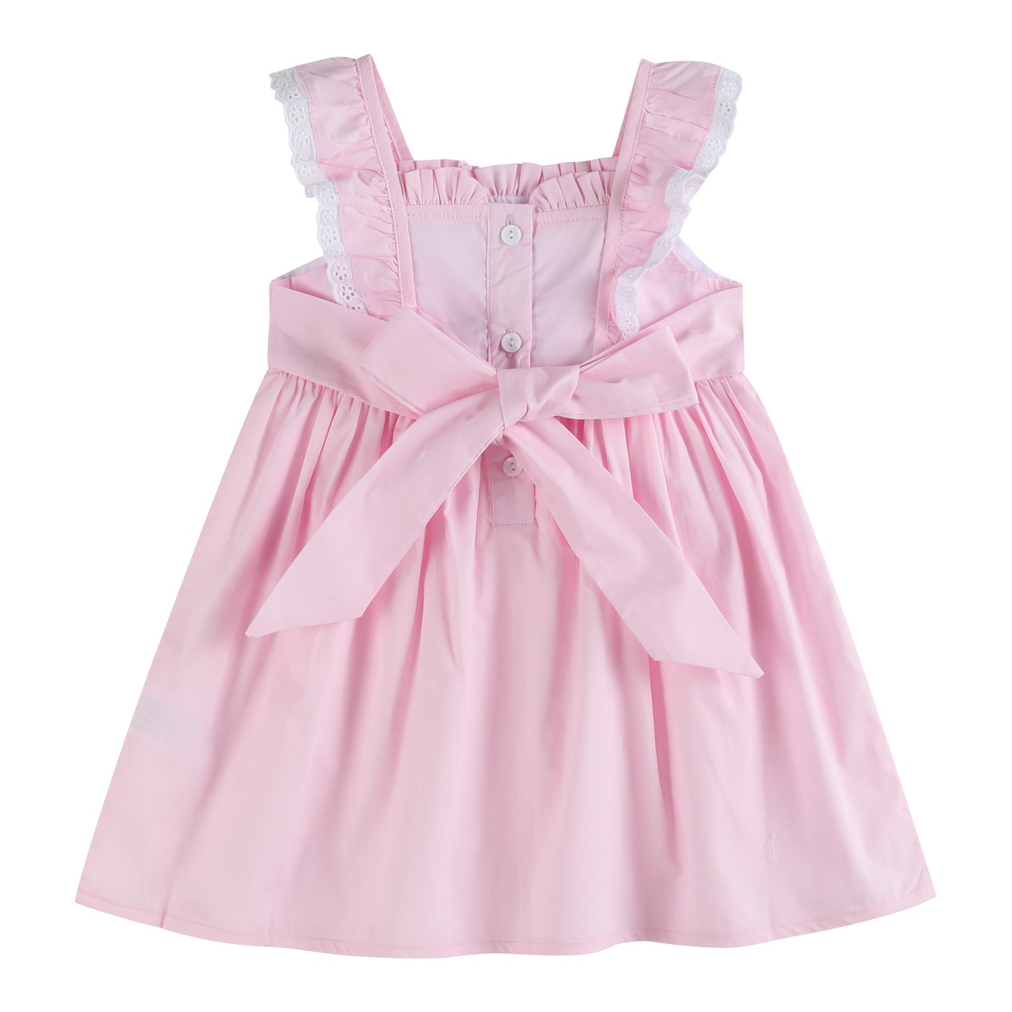Girls’ Pink Bunny Ruffle Shoulder Dress