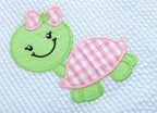 Light Blue Seersucker Turtle Top and Bloomer Set