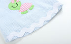 Light Blue Seersucker Turtle Top and Bloomer Set