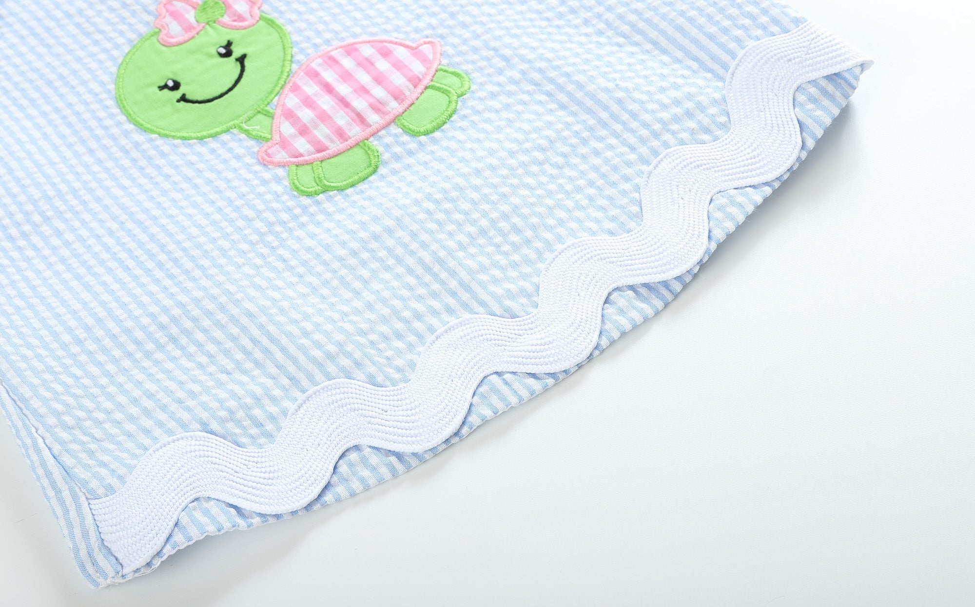 Light Blue Seersucker Turtle Top and Bloomer Set