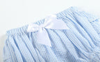Light Blue Seersucker Turtle Top and Bloomer Set