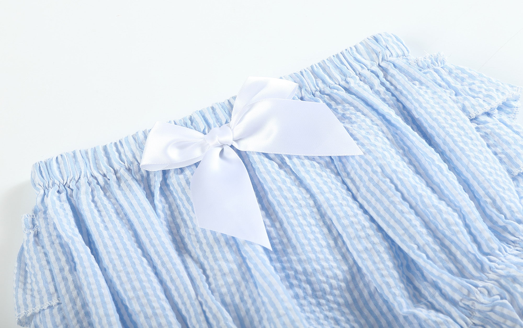 Light Blue Seersucker Turtle Top and Bloomer Set
