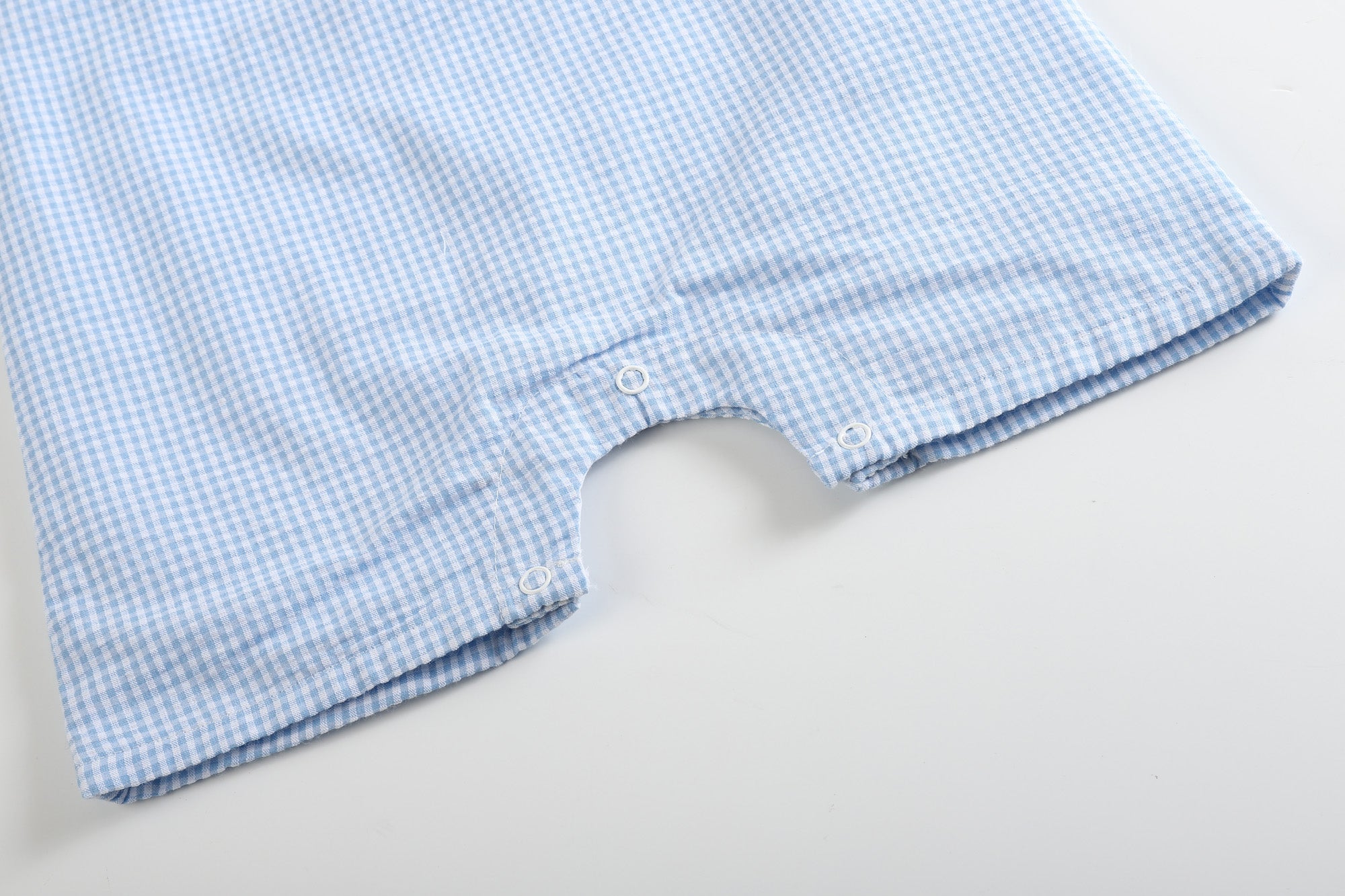 Blue Gingham Easter Bunny Smocked Shortalls