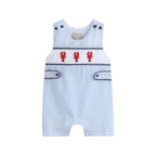 Blue Stripe Crawfish Smocked Baby Shortalls
