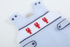 Blue Stripe Crawfish Smocked Baby Shortalls