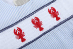 Blue Stripe Crawfish Smocked Baby Shortalls
