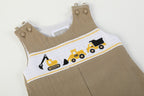 Brown Construction Smocked Overalls