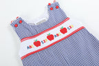 Blue Gingham 123 ABC School Boys Smocked Overalls