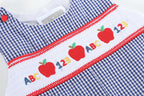 Blue Gingham 123 ABC School Boys Smocked Overalls