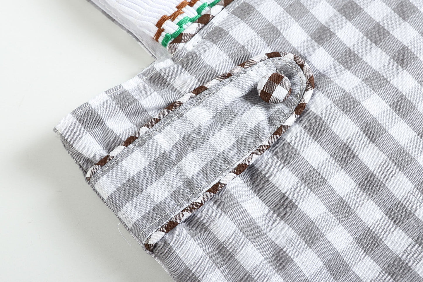 Baby Boy Gray Gingham Mallard Smocked Overalls
