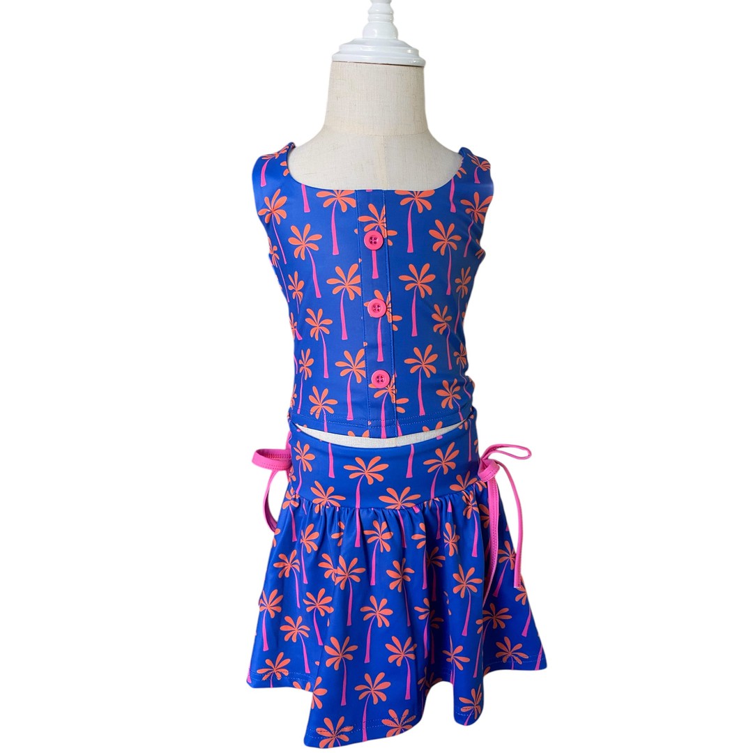 Girls Palm Athletic Two-Pieced Tank and Skort Set