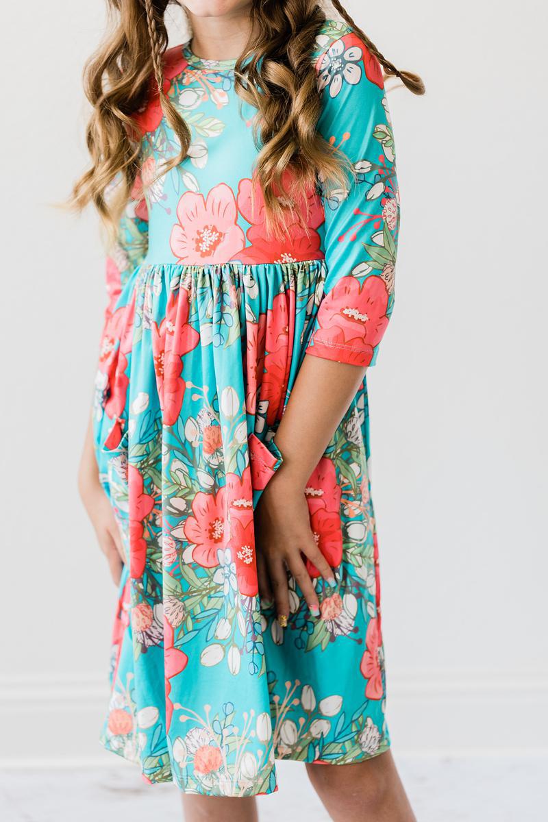 3/4 Sleeve Pocket Twirl Dress - Blissfully Lavender BoutiqueMila & Rose ®