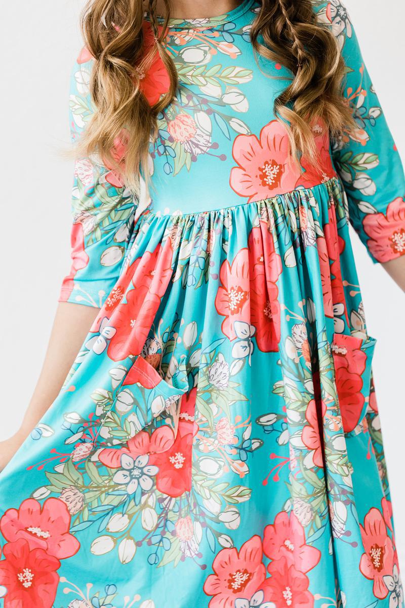 3/4 Sleeve Pocket Twirl Dress - Blissfully Lavender BoutiqueMila & Rose ®