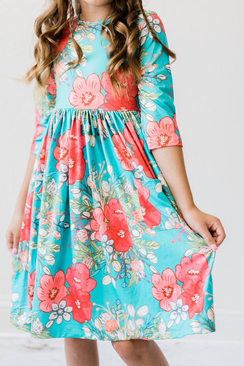 3/4 Sleeve Pocket Twirl Dress - Blissfully Lavender BoutiqueMila & Rose ®