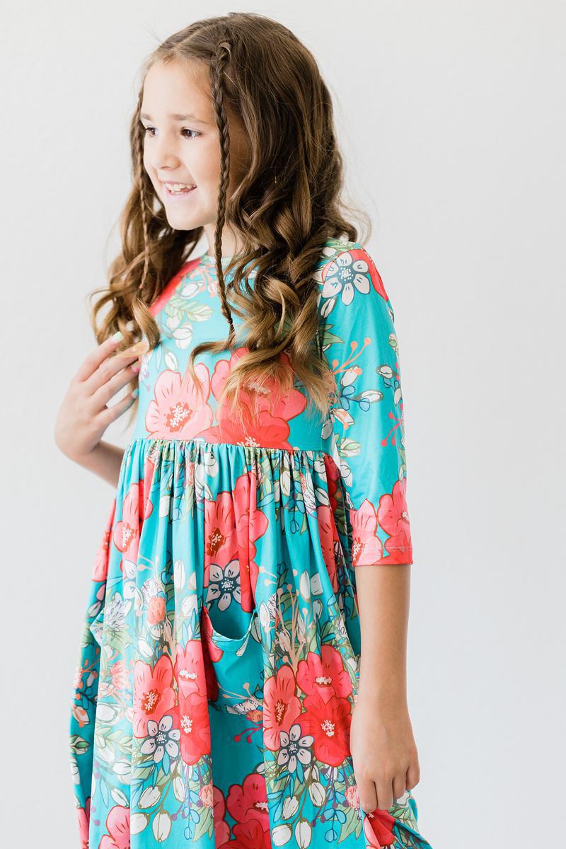 3/4 Sleeve Pocket Twirl Dress - Blissfully Lavender BoutiqueMila & Rose ®