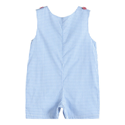 Baby Boy Blue Puppy Appliqué Seersucker Shortalls
