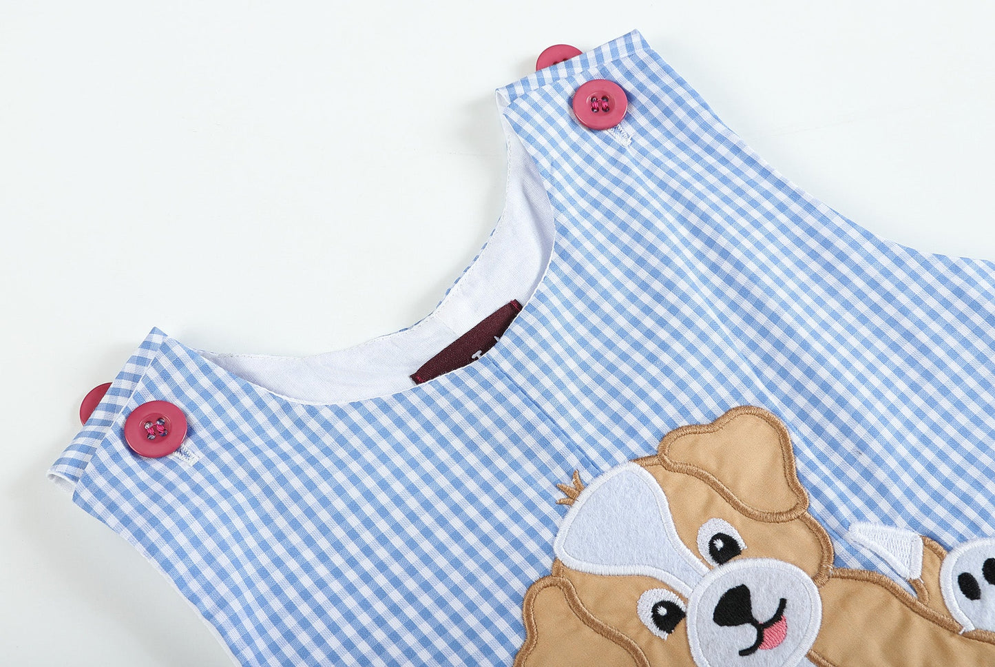 Baby Boy Blue Puppy Appliqué Seersucker Shortalls