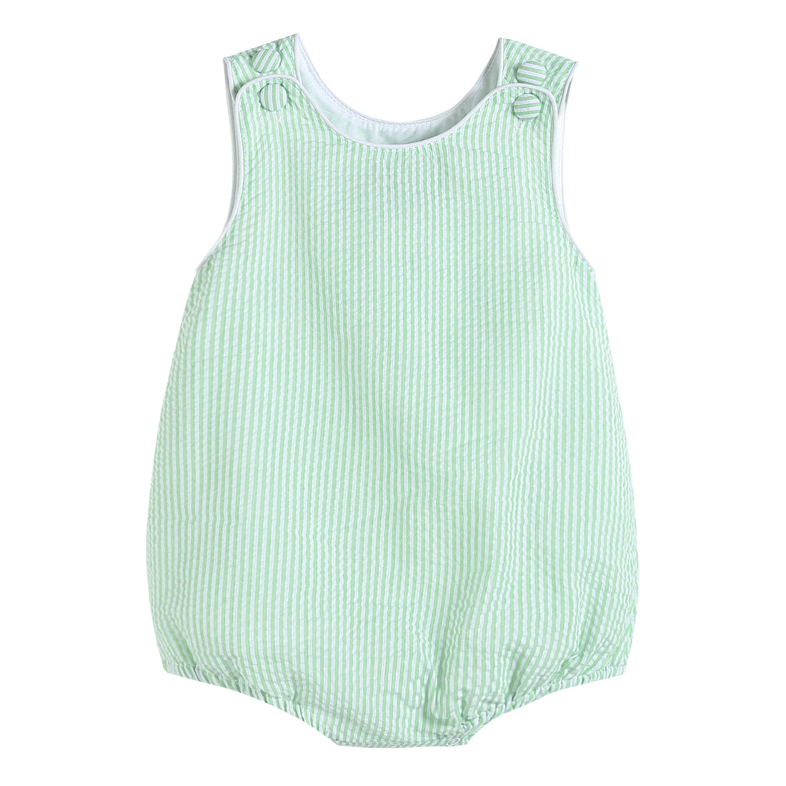 Classic Green Seersucker Baby Bubble Romper