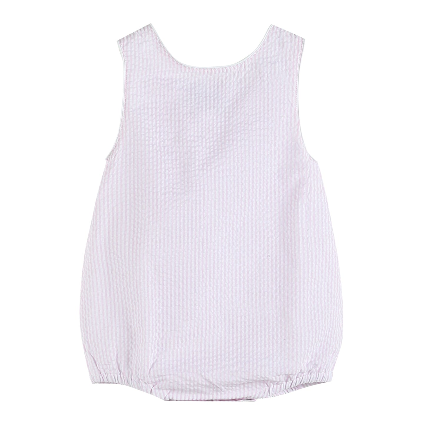 Classic Pink Seersucker Baby Bubble Romper