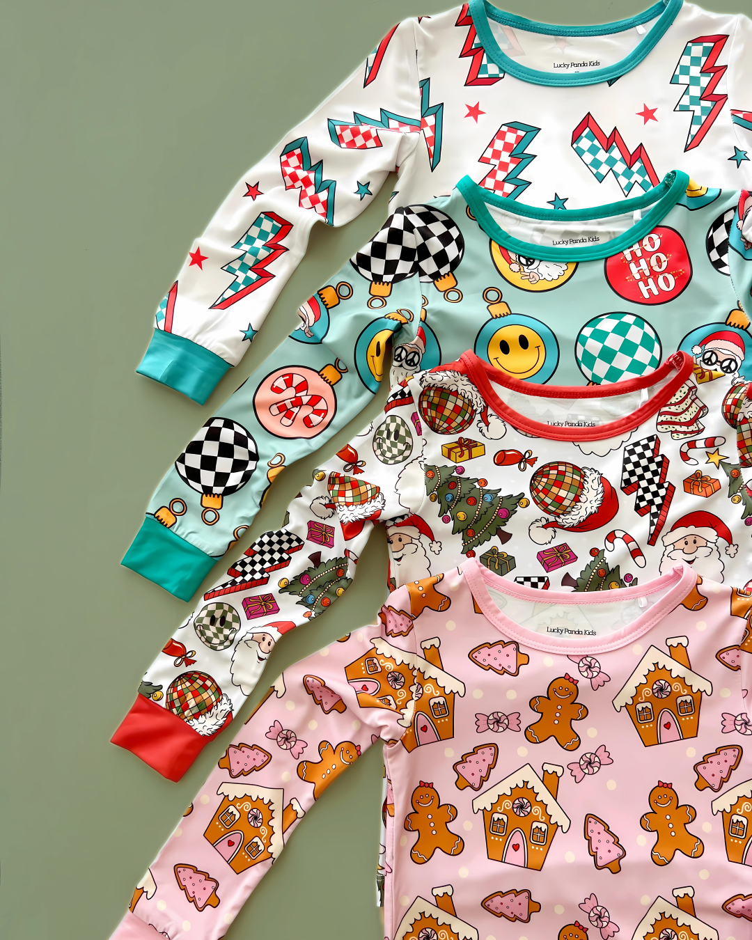 Checkered Bolts Bamboo Two-Piece Pajama Set for Kids