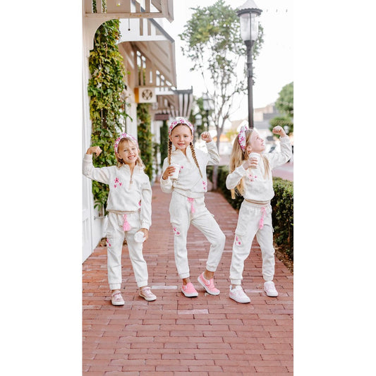 Girls Marble Dye Flower Jogger Set