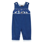 Royal Blue Corduroy Nativity Smocked Overalls