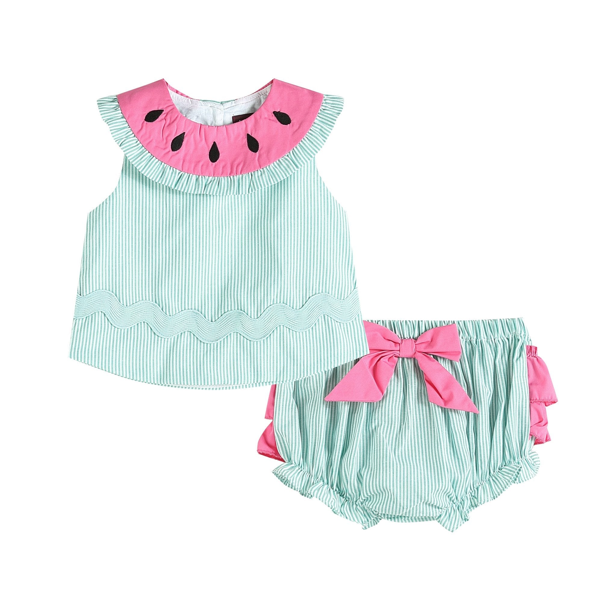 Pink and Green Top and Ruffle Bloomer Set