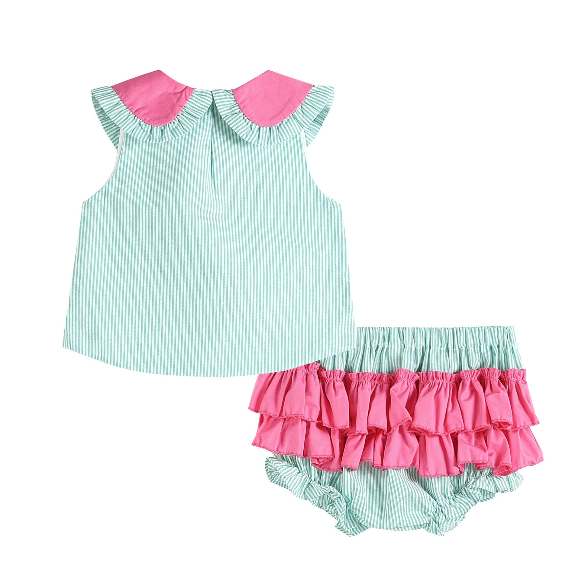Pink and Green Top and Ruffle Bloomer Set