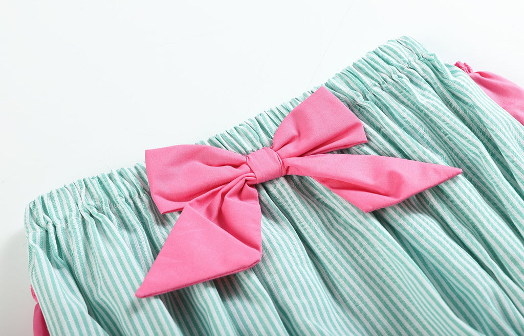 Pink and Green Top and Ruffle Bloomer Set