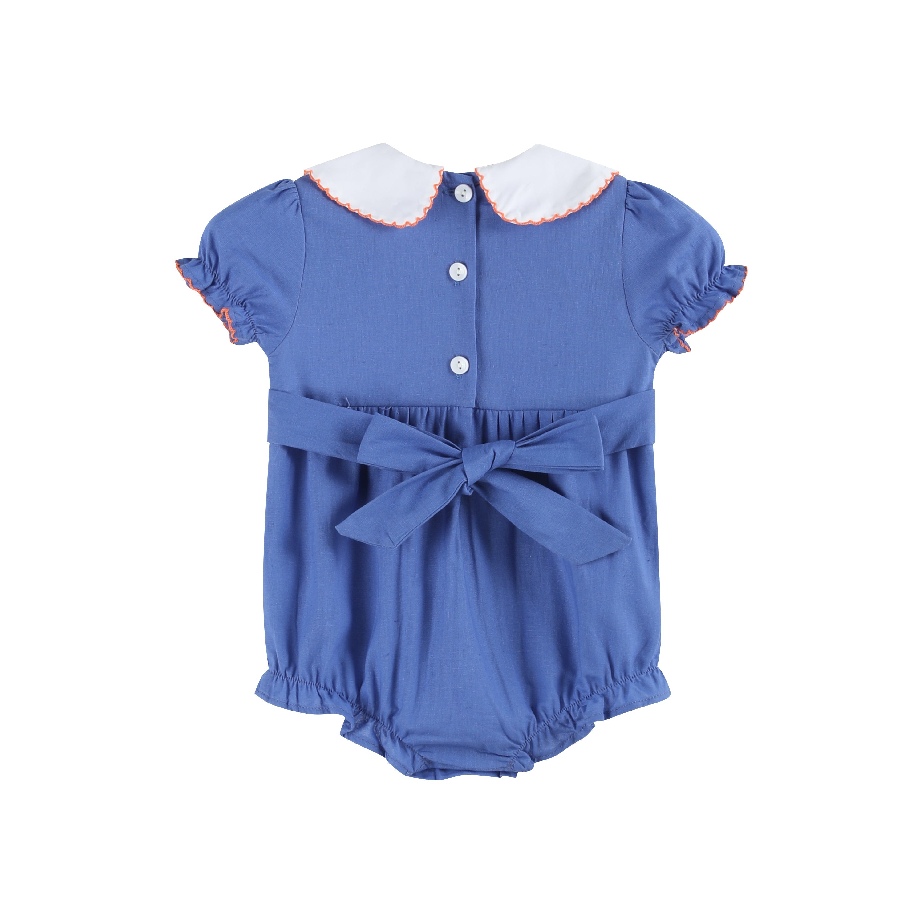 Blue Pumpkin Sunflower Smocked Collared Bubble Romper