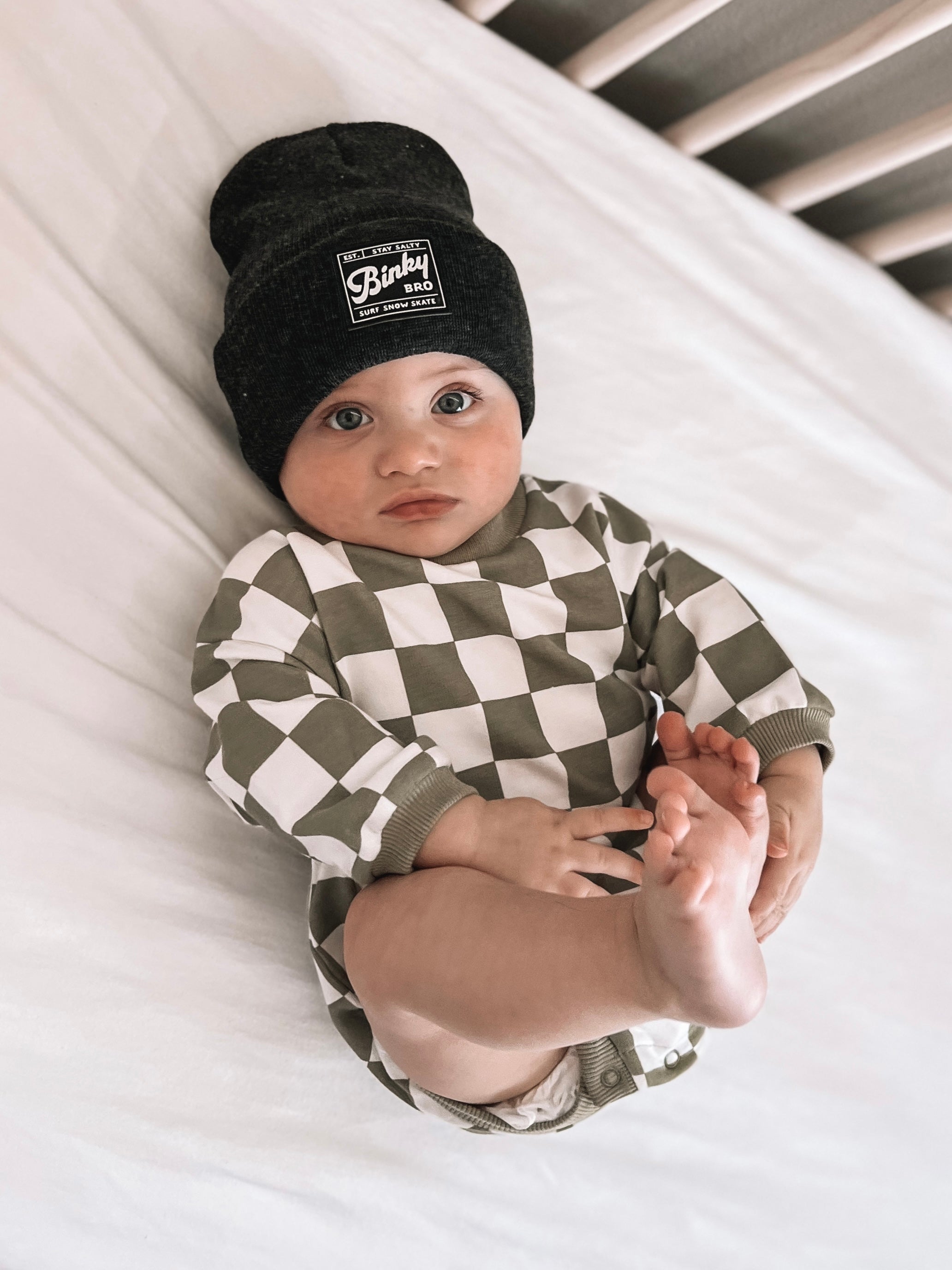 Checkered Bubble Romper - Spruce