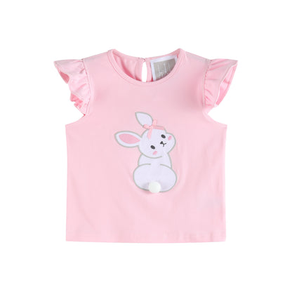 Girl Pink Bunny T-Shirt and Shorts Set