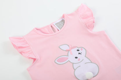 Girl Pink Bunny T-Shirt and Shorts Set
