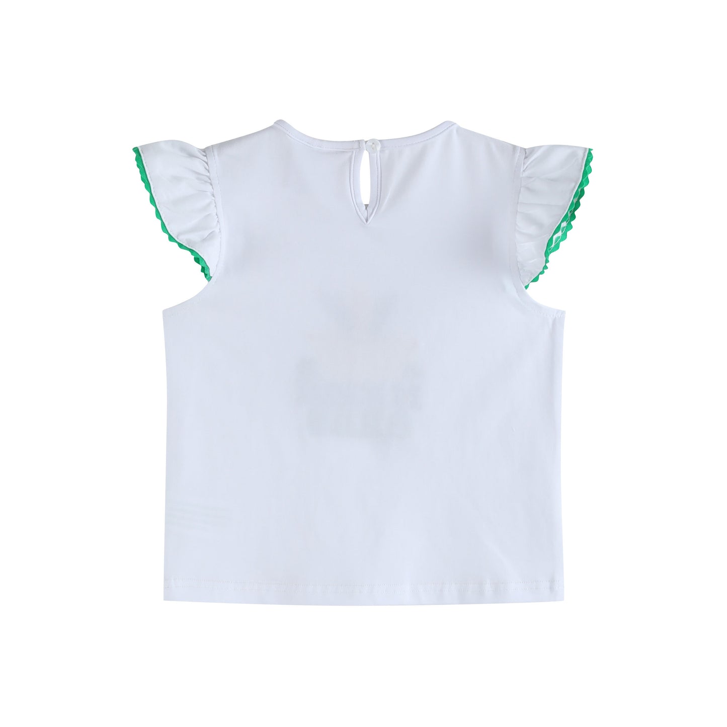 Girls White Mardi Gras Applique Ruffle Shirt