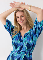 Blue Myers Flowy Cinch Waist Dress