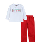 Christmas White Shirt and Red Pants Set