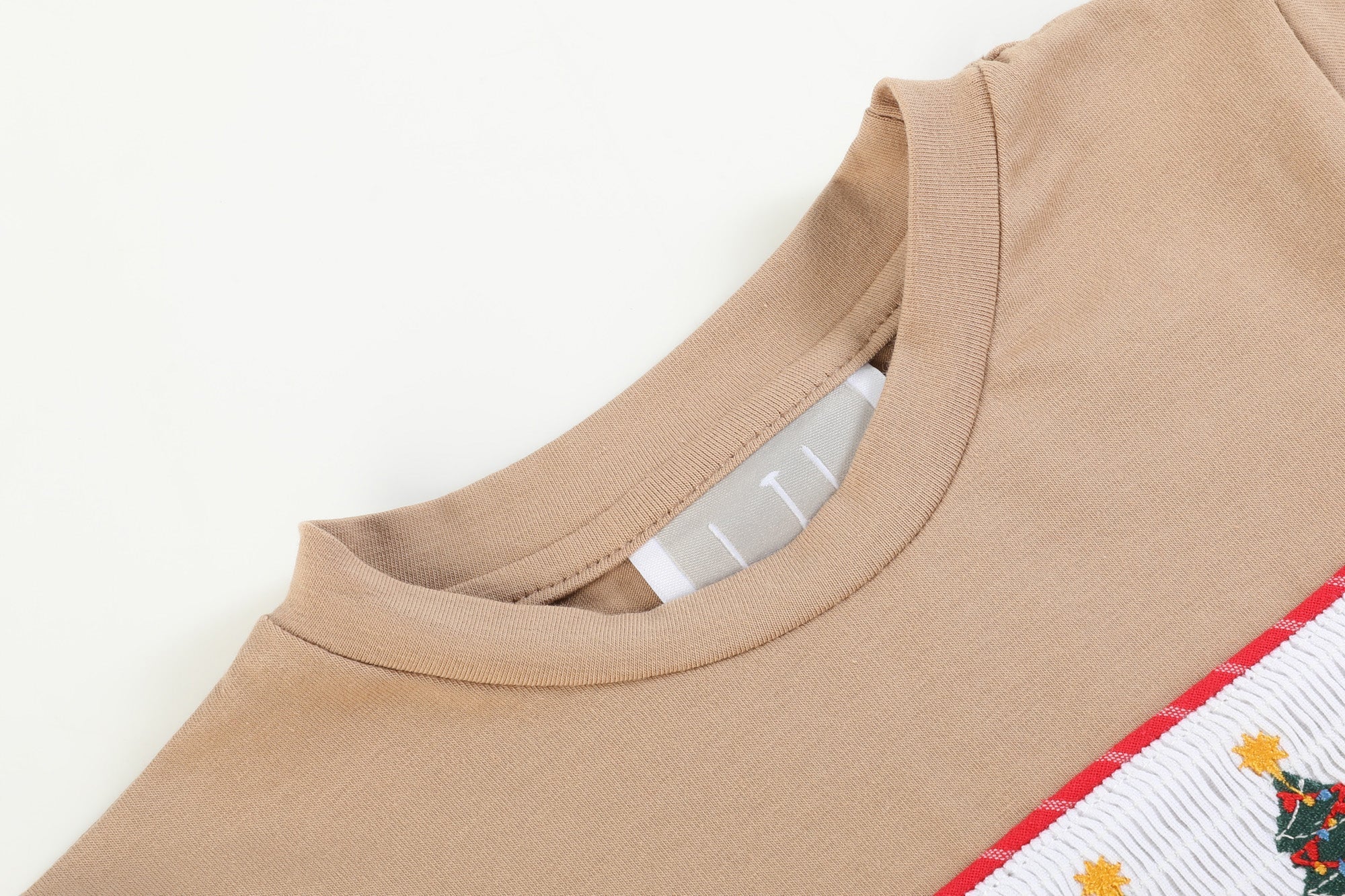 Light Brown Christmas Tree Smocked Shirt