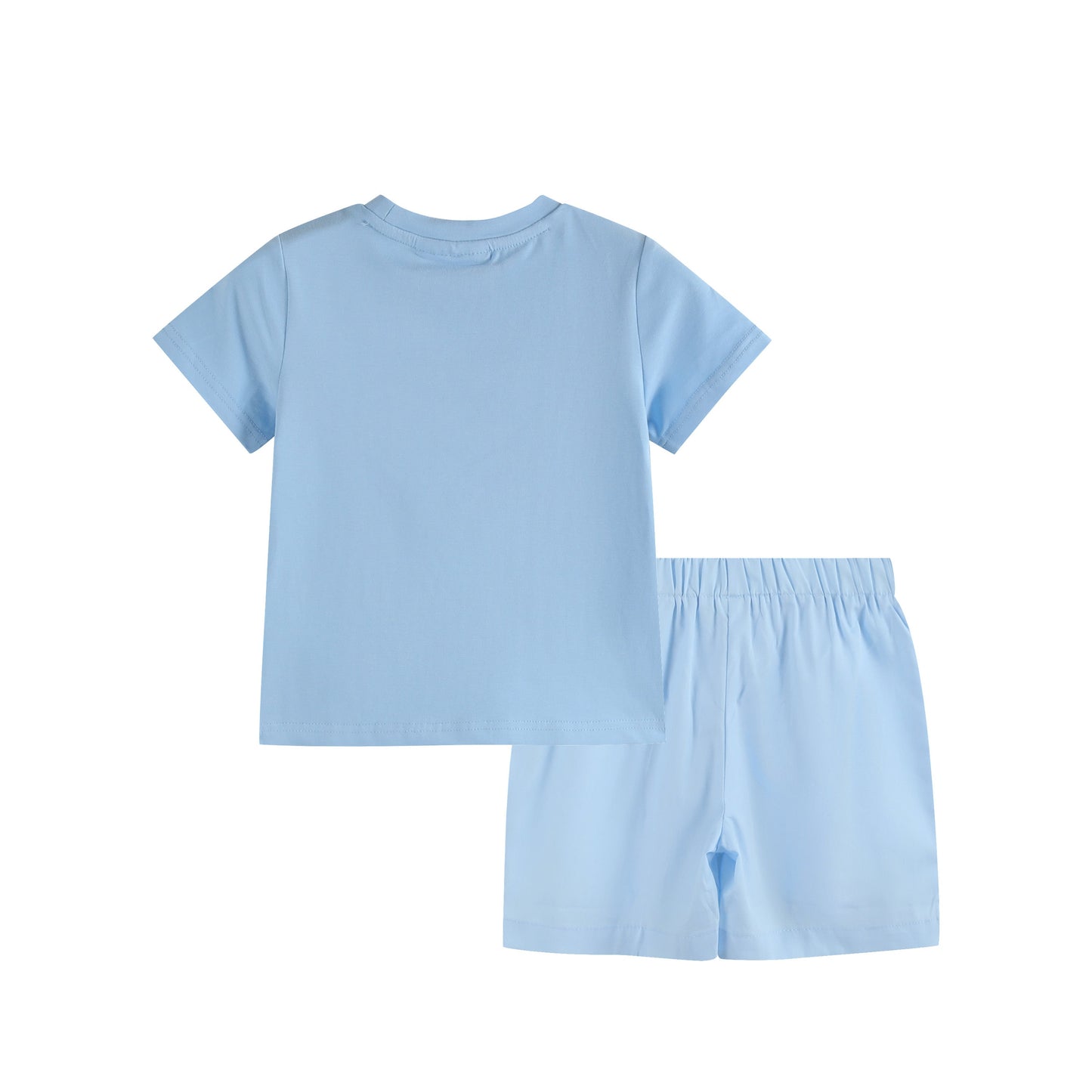 Boys Light Blue Easter Smocked T-Shirt and Shorts Set
