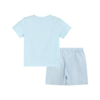 Light Blue USA Flag Smocked T-Shirt & Shorts Set