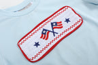 Light Blue USA Flag Smocked T-Shirt & Shorts Set