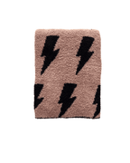 Mocha Lightning Bolt Fuzzy Blanket