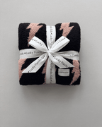 Mocha Lightning Bolt Fuzzy Blanket