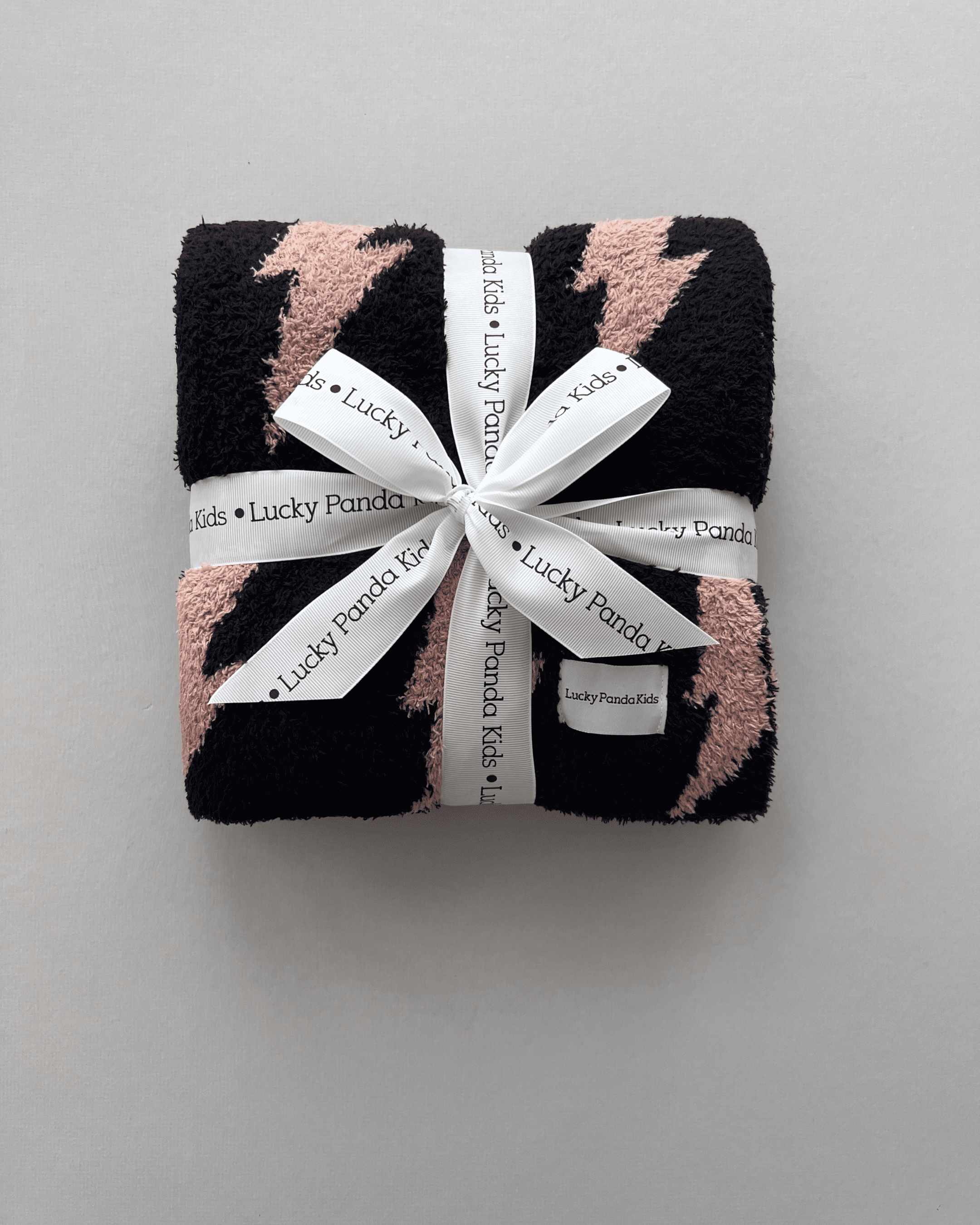 Mocha Lightning Bolt Fuzzy Blanket