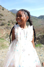 Girls Cream Tulle Star Dress