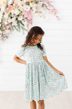 Girls Spring Snails Twirl Dress with Pockets