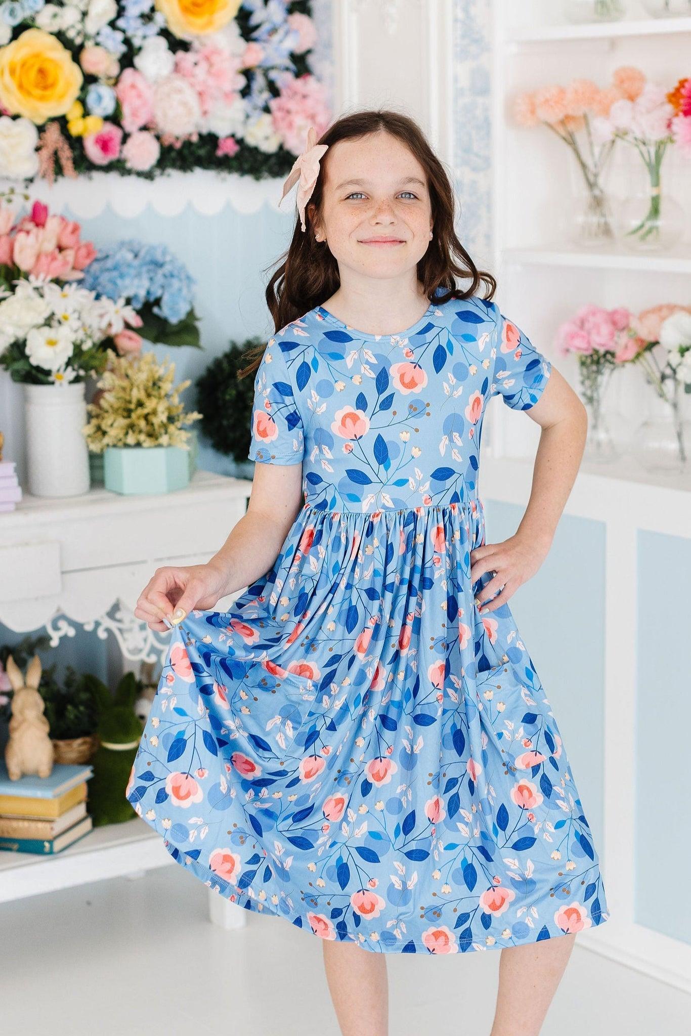 Girls Country Blooms Twirl Dress with Pockets