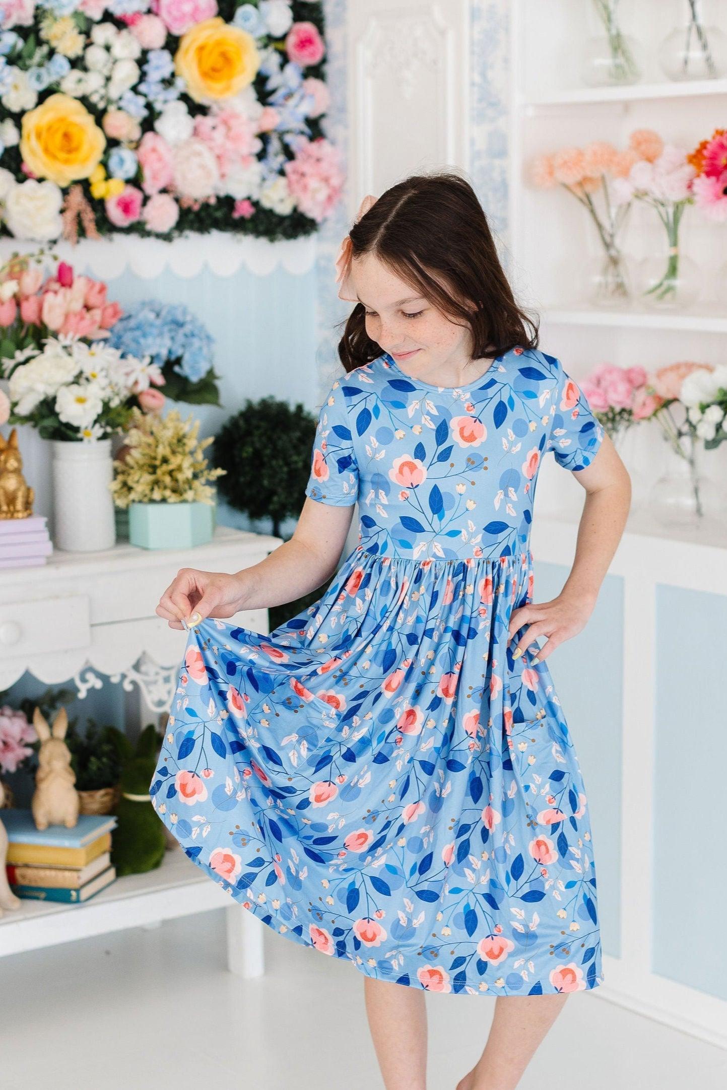 Girls Country Blooms Twirl Dress with Pockets