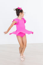 Hot Pink Shirt Sleeve Twirl Leotard