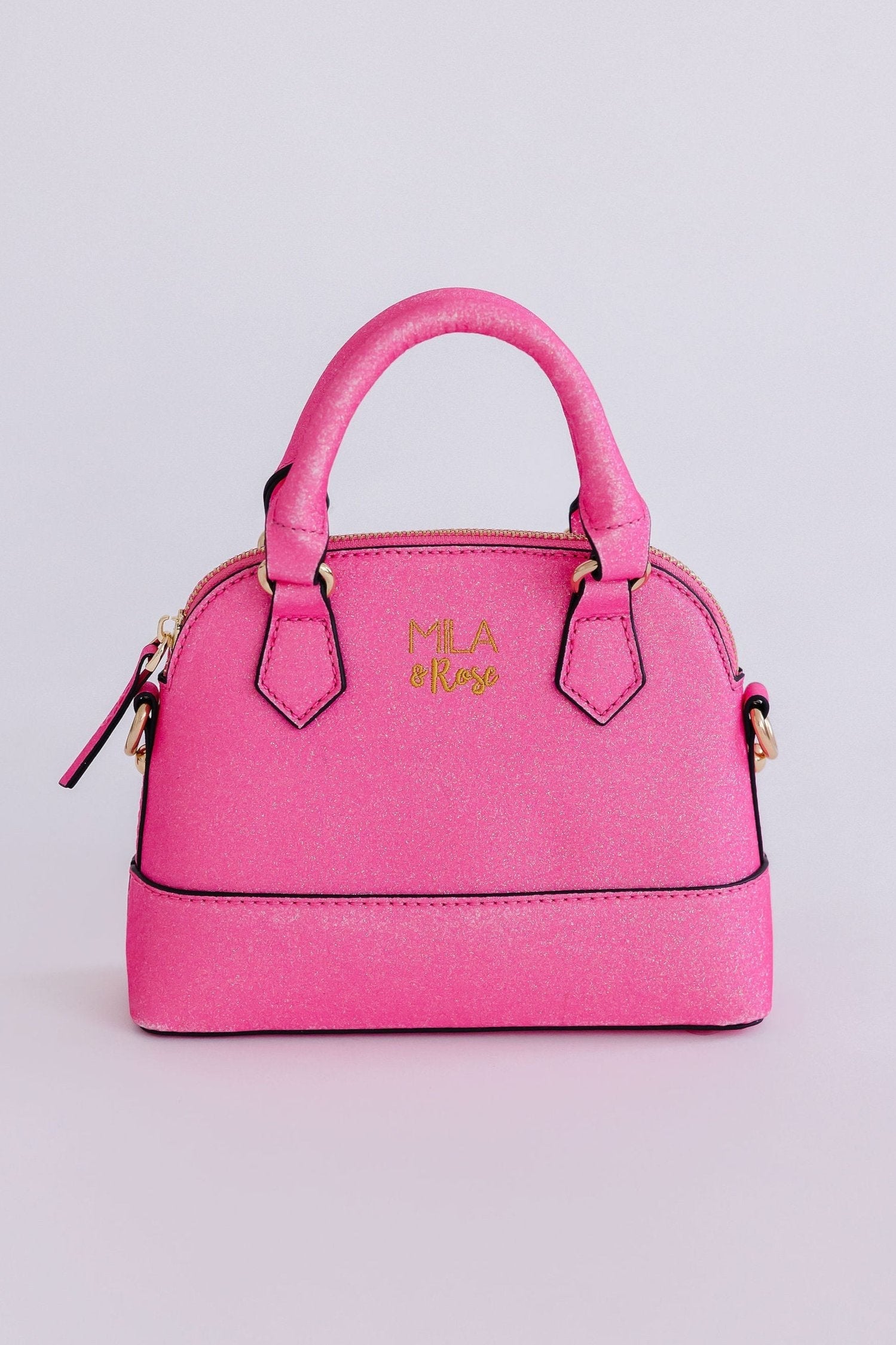 Girls Neon Pink Glitter Crossbody Purse